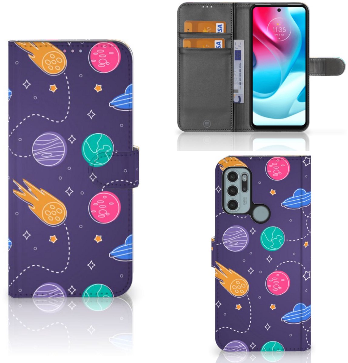 Motorola Moto G60s Wallet Case met Pasjes Space