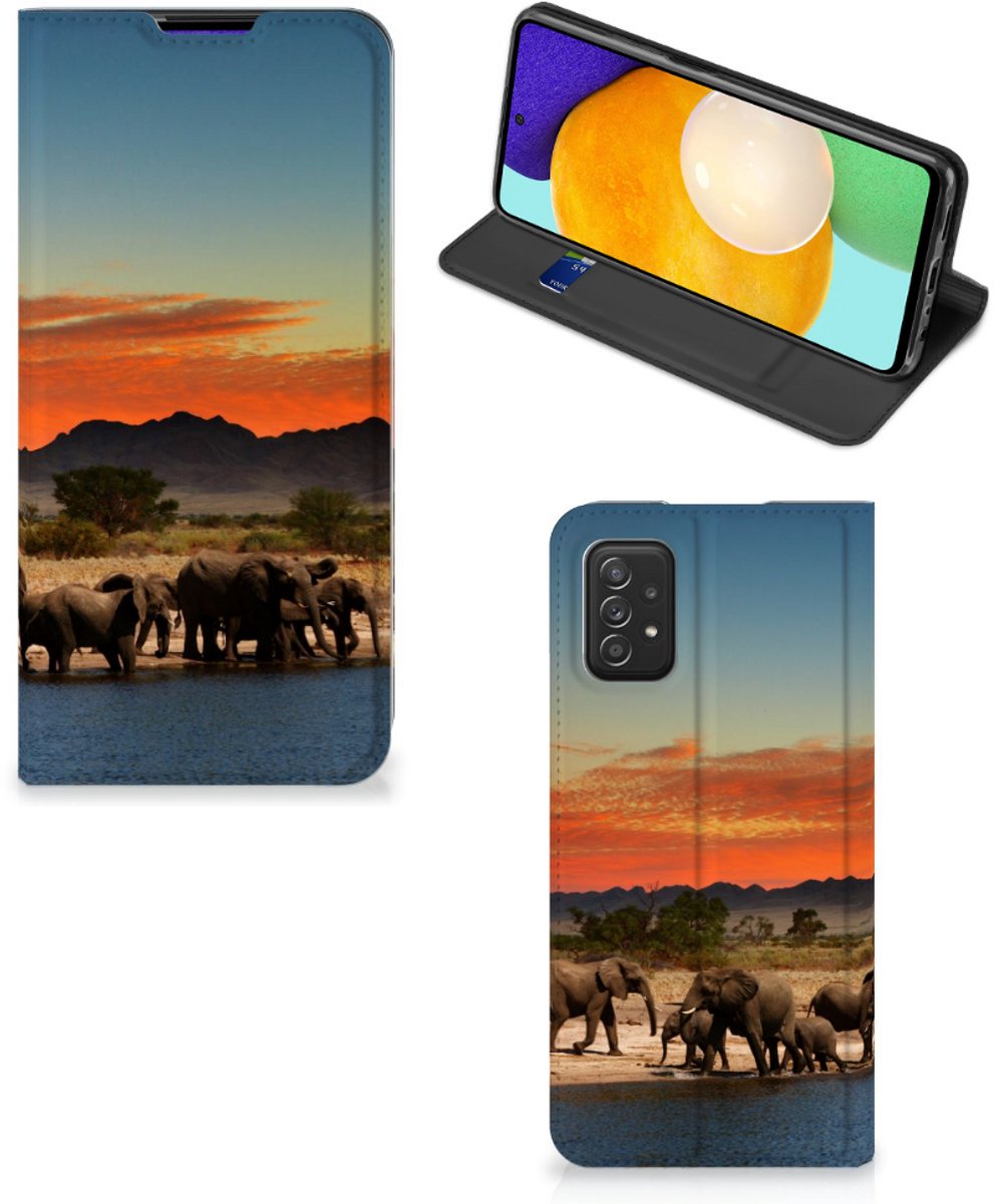 Book Case voor Samsung Galaxy A03s Hoesje maken Olifanten