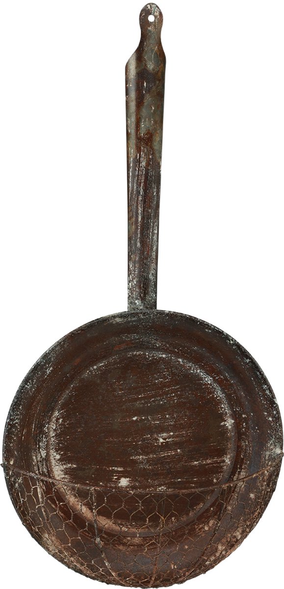 Metalen wanddecoratie, decoratieve mand, roestkleurige decoratieve sch