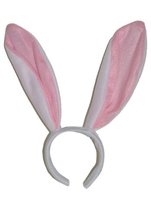 Konijn / haas oren op diadeem - bunny oortjes haarband - wit / roze - dames