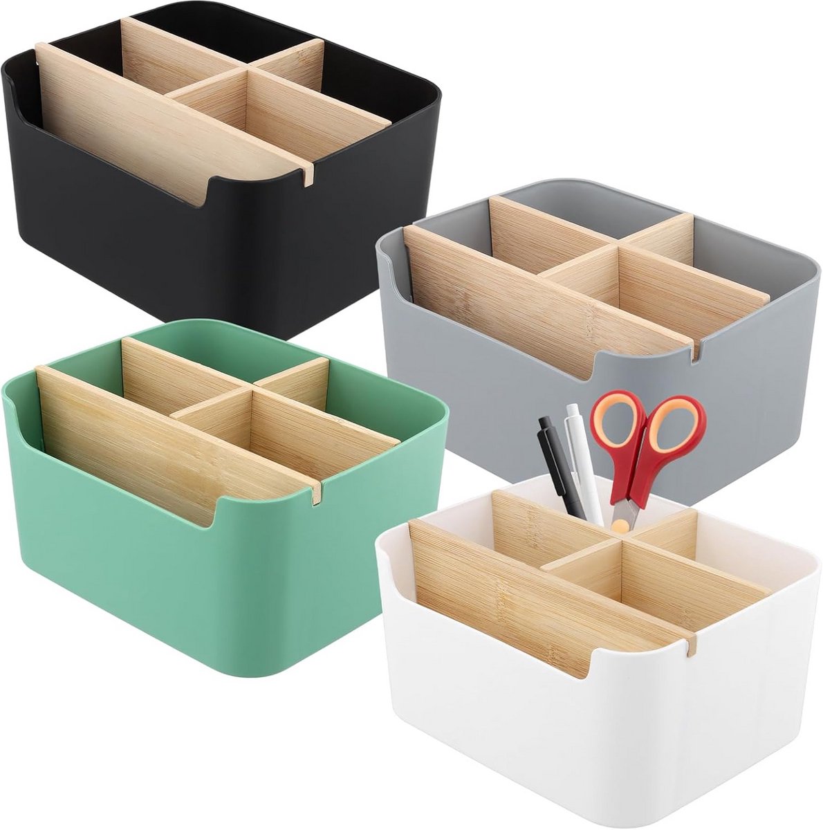 4x Bureau-organizer met 5 vakken - Tafelorganizer voor Kantoor en Thuis