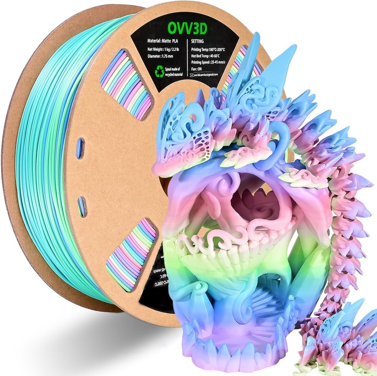 Veelkleurig Regenboog PLA Filament 1,75 mm voor 3D-printers - Kleurveranderend Gloeidraad voor Creatieve Projecten