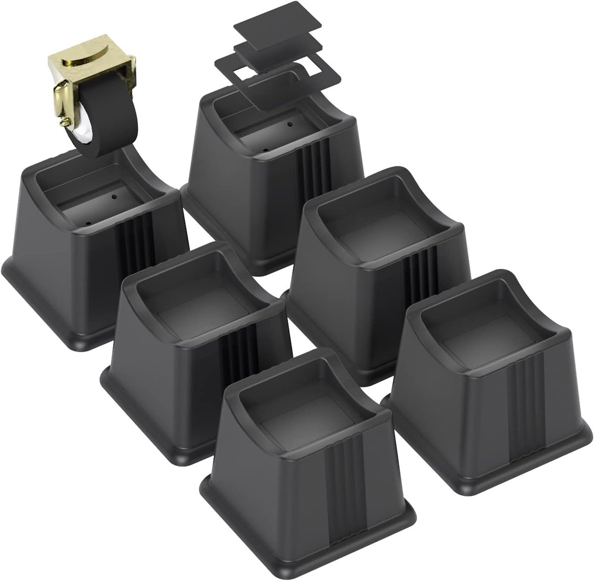 Meubelverhogers 7,6 cm - Sterke Verhogers voor Meubels, Tot 1360 kg Ondersteuning (6 Stuks, Zwart)