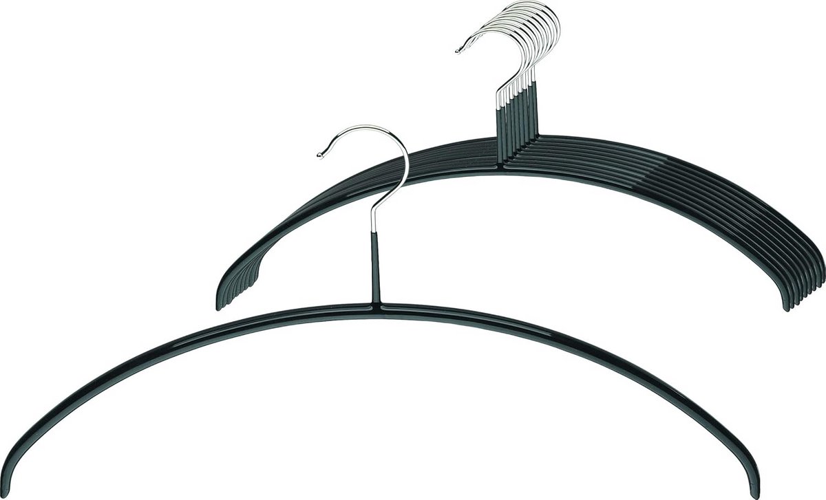 Set van 10 Ruimtebesparende Antislip Kleerhangers met 360° Draaibare Haak - Zwart