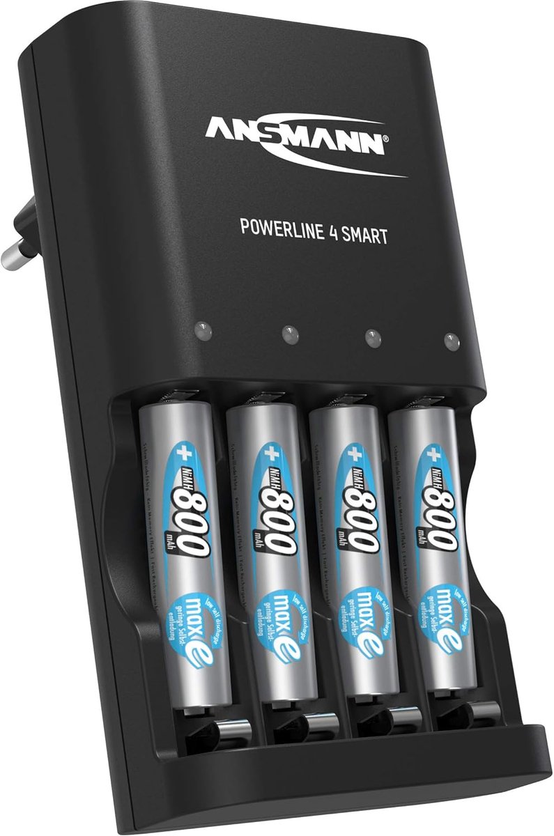 Batterijoplader voor 4x NiMH AA/AAA-accu's met Repair-Modus - Oplaadbare Batterij Lade