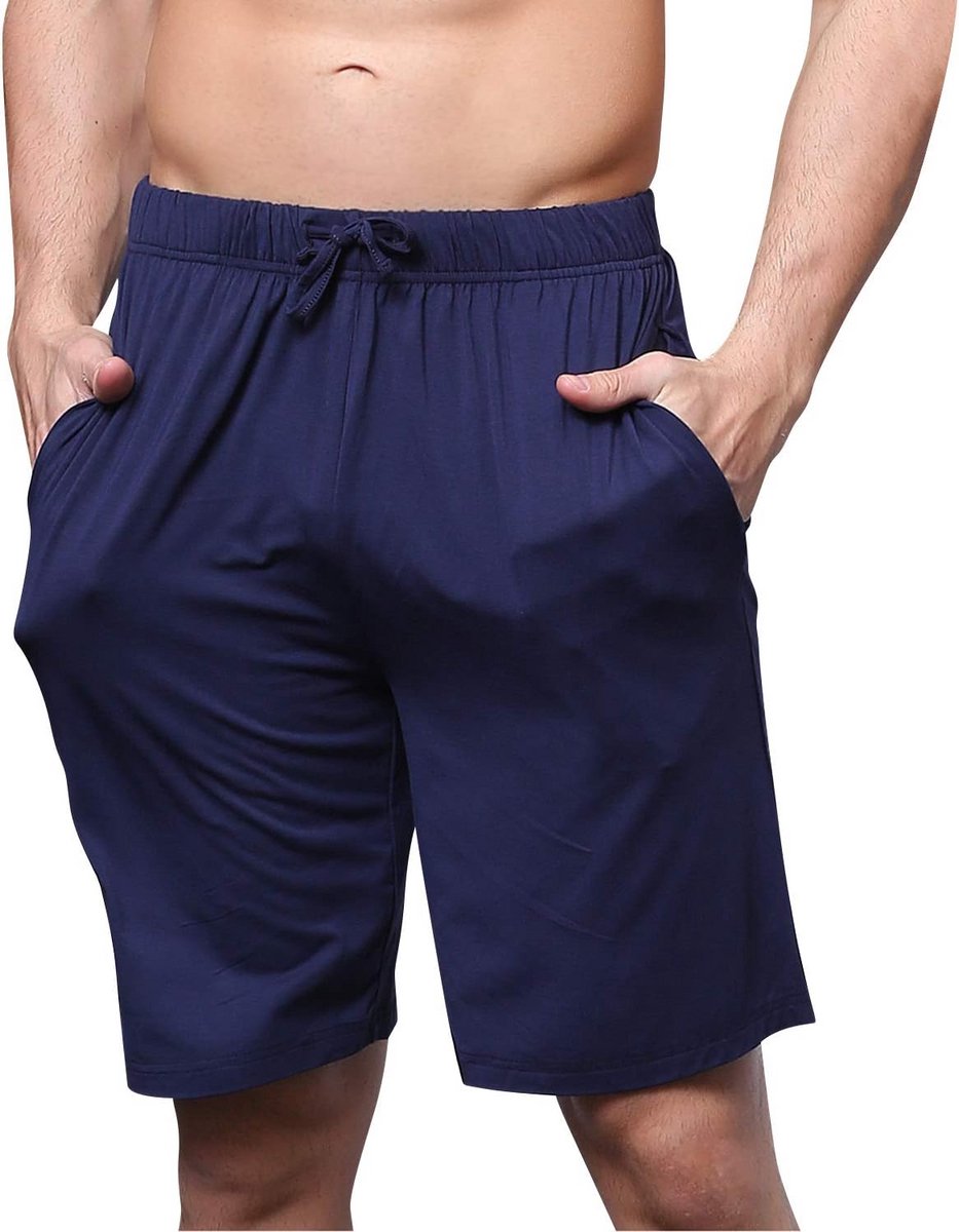Heren Pyjamabroek Kort Modal Katoen met Zakken en Elastische Tailleband
