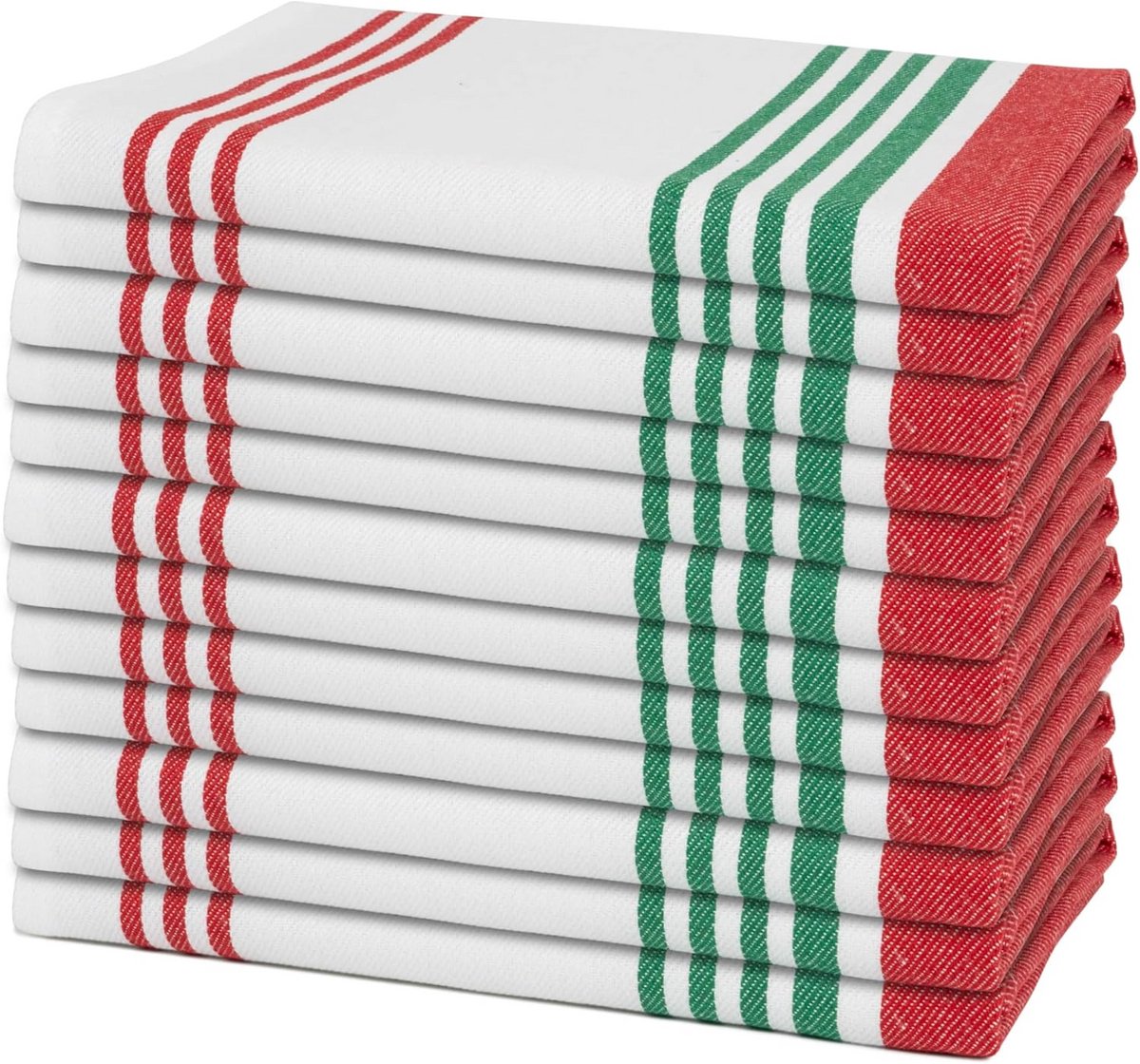 Set van 12 Gestreepte Stoffen Servetten - 50x50 cm - 100% Biologisch Katoen