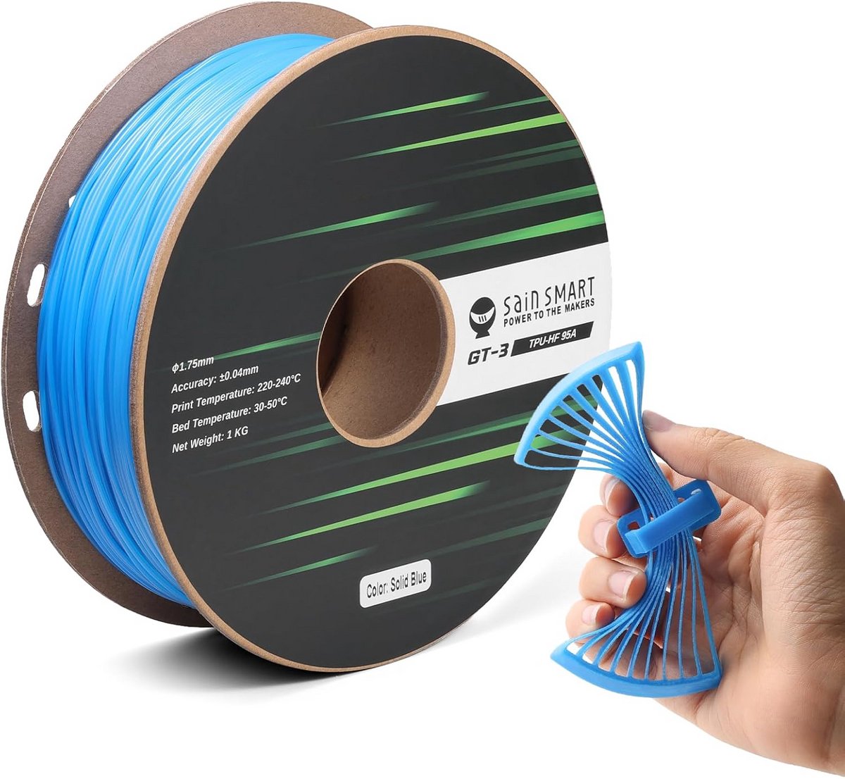 Flexibel TPU 3D Printer Filament 1.75mm Blauw 1kg - Hoge Snelheid en UV-bestendig