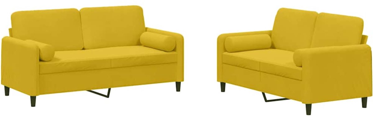 vidaXL - 2-delige - Loungeset - met - kussens - fluweel - geel