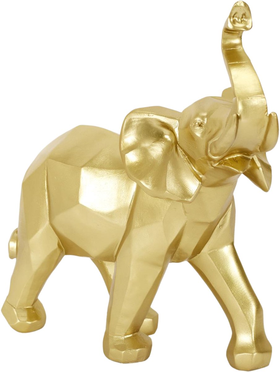 Home Deco factory Beeldje Olifant origami stijl - 30 cm - polyresin - goud - decoratie dieren beeld