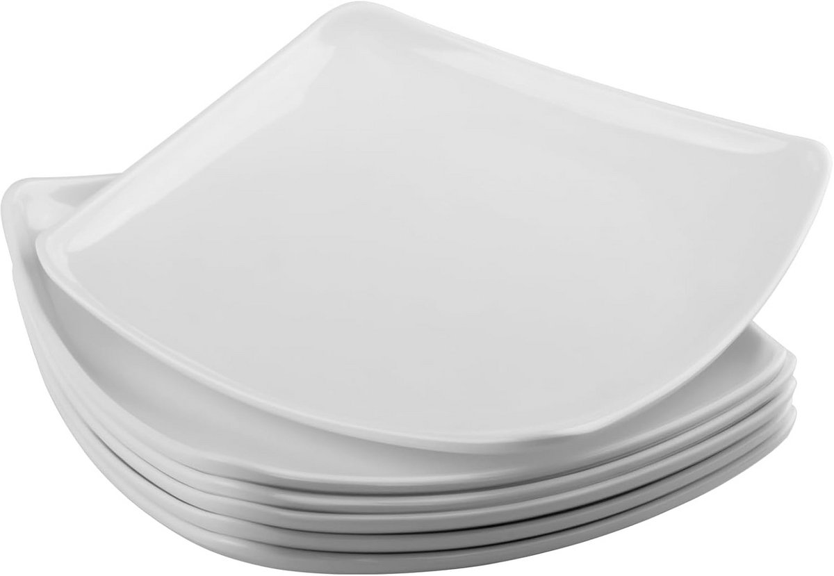 Set van 6 Vierkante Witte Borden voor Dessert en Taart