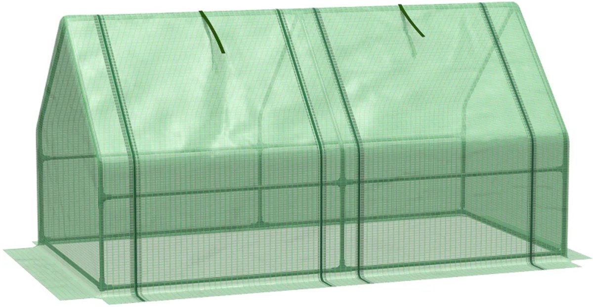 Kas met 2 Roldeuren - Tunnelkas - Kweektunnel - Kweekkas - Kastunnel - Groentekas - Plantenhuis - Plantenteelt - Tomatenkas - voor Groenten, Bloemen, en Planten - Stalen Folie - 180x90x90 cm - PE-gaasfolie - Groen