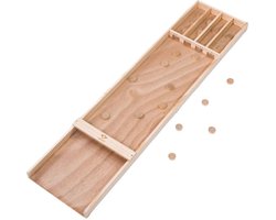 Sjoelbak Klein 120 cm – Houten Shuffleboard met 20 Sjoelstenen (Ø 3 cm) – Gezelschapsspel voor Binnen & Thuis – Longfield