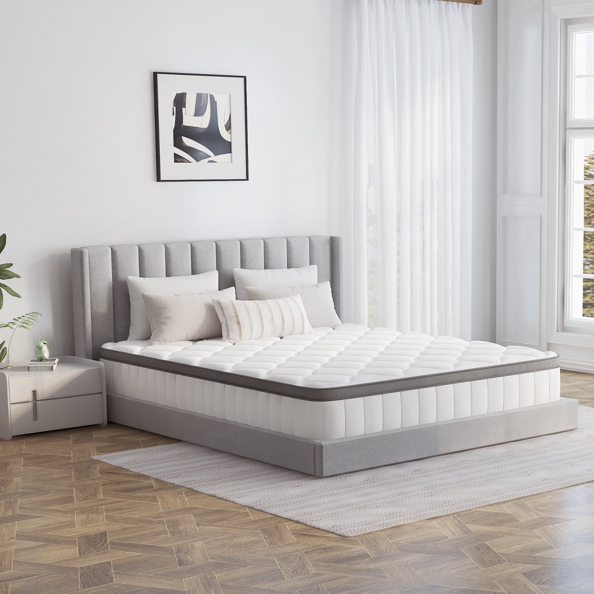 Saikefy Matras 100x200 cm - 25cm - Pocketvering Matras - 7-Zones - Orthopedisch - Afritsbaar en wasbaar hoeslaken - Anti-Allergie - Traagschuim - Gemiddelde Stevigheid — afbeelding 2