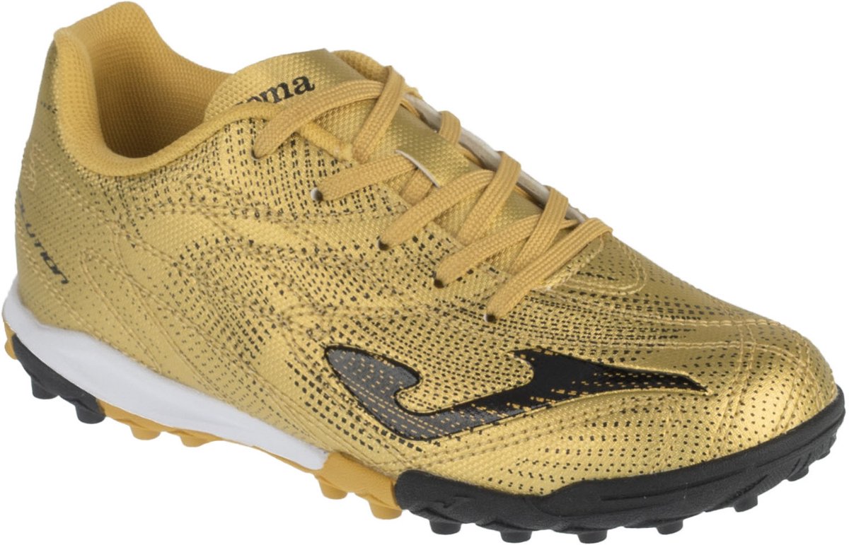 Gouden Joma Evolution Jr 26 EVJS FG voetbalschoen voor jongens, maat 38, synthetisch leder, kurken zolen.