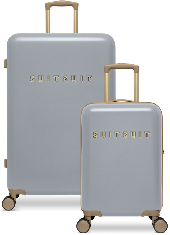 SUITSUIT Kofferset 2 delig - Reiskoffer groot - Handbagage koffer - Koffer set - Veilig TSA cijferslot - Reiskoffer set - Reiskoffer met wielen - Fusion kofferset Frosted Grey