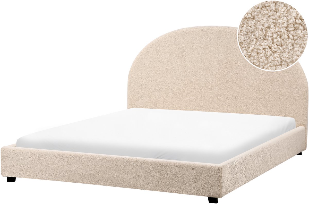 Beliani VAUCLUSE - Waterbed - Beige - 160 x 200 cm - Bouclé