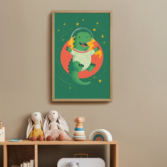 Nachtlampje 40x60 cm - Kinder lamp - Dino - Groen - Planeet - Tafellamp kinderkamer draadloos - Slaapkamer lampje - Bedlamp kinderen - Kinderlampje - Wandlamp babykamer - Nachtlampjes van Merkloos — afbeelding 3
