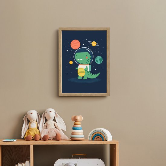 Nachtlampje 30x40 cm - Kinder lamp - Dino - Ruimtepak - Planeten - Tafellamp kinderkamer draadloos - Slaapkamer lampje - Bedlamp kinderen - Kinderlampje - Wandlamp babykamer - Nachtlampjes van OnlyWow — afbeelding 3