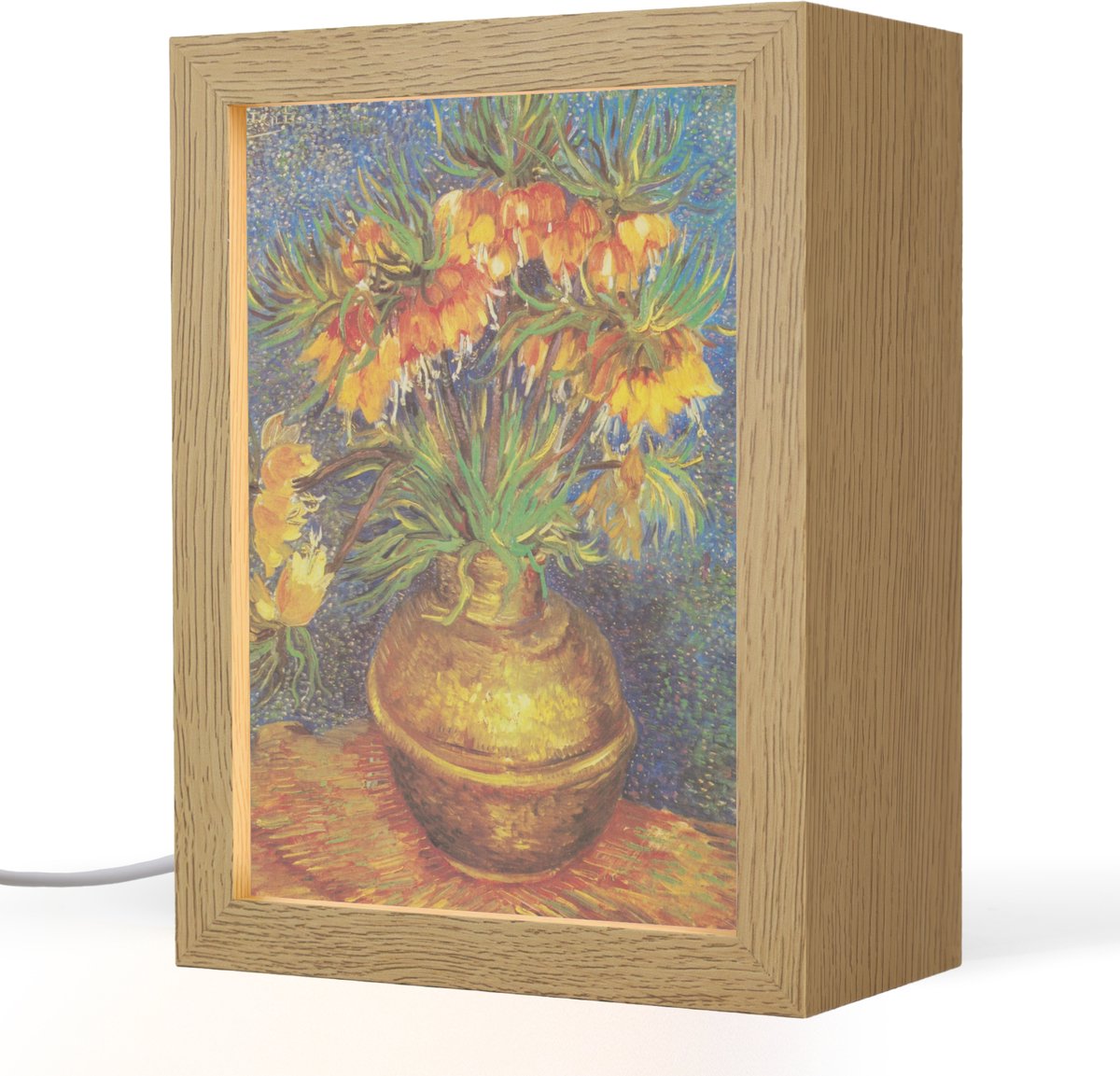 Tafellamp 15x20 cm - LED lamp - Keizerlijke kronen in een koperen vaas - Vincent van Gogh - Decoratieve tafellampen - Dimbaar - Tafellampje slaapkamer - Woonkamer binnen