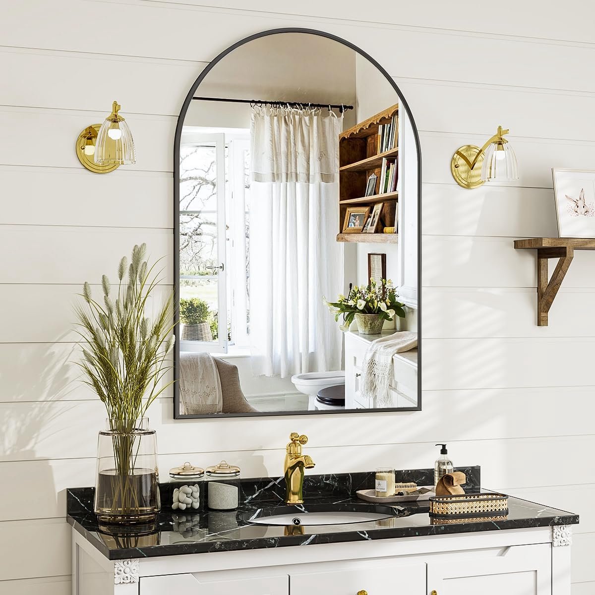 Wandspiegel - Slaapkamer Spiegel - Interieur Verfraaien - Scherfvrij Glas - 61 x 91 cm - Zwart