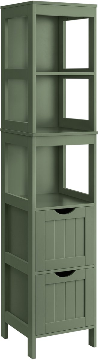 VASAGLE - Badkamerkast - 2 Lades en Open Vakken - Voor Badkamer, Woonkamer, Keuken
