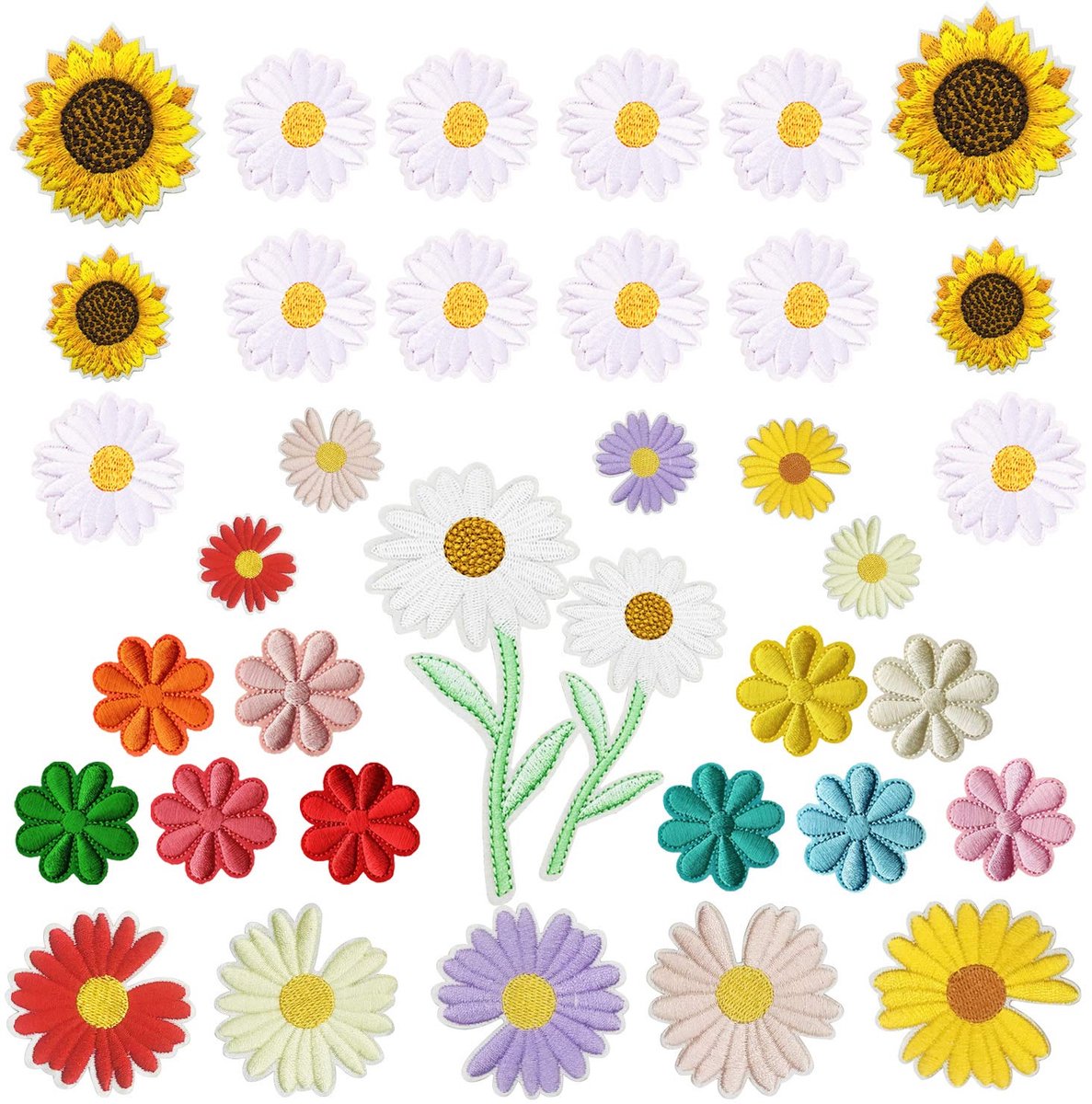 Bloemenpatches Strijkapplicaties - 35 Stuks - Diverse Stijlen en Maten