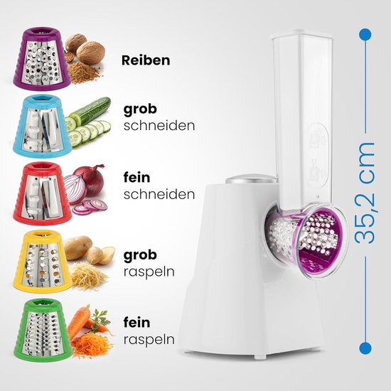 Elektrische Keukenmachine - Snijmachine Rasp - Groenten Bereiden - Vijf Functies - 150 Watt Vermogen - Zwart — afbeelding 3