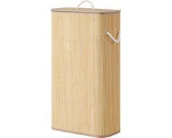 SONGMICS - Wasmand - Met Deksel - Bamboe - Opvouwbaar en Rechthoekig