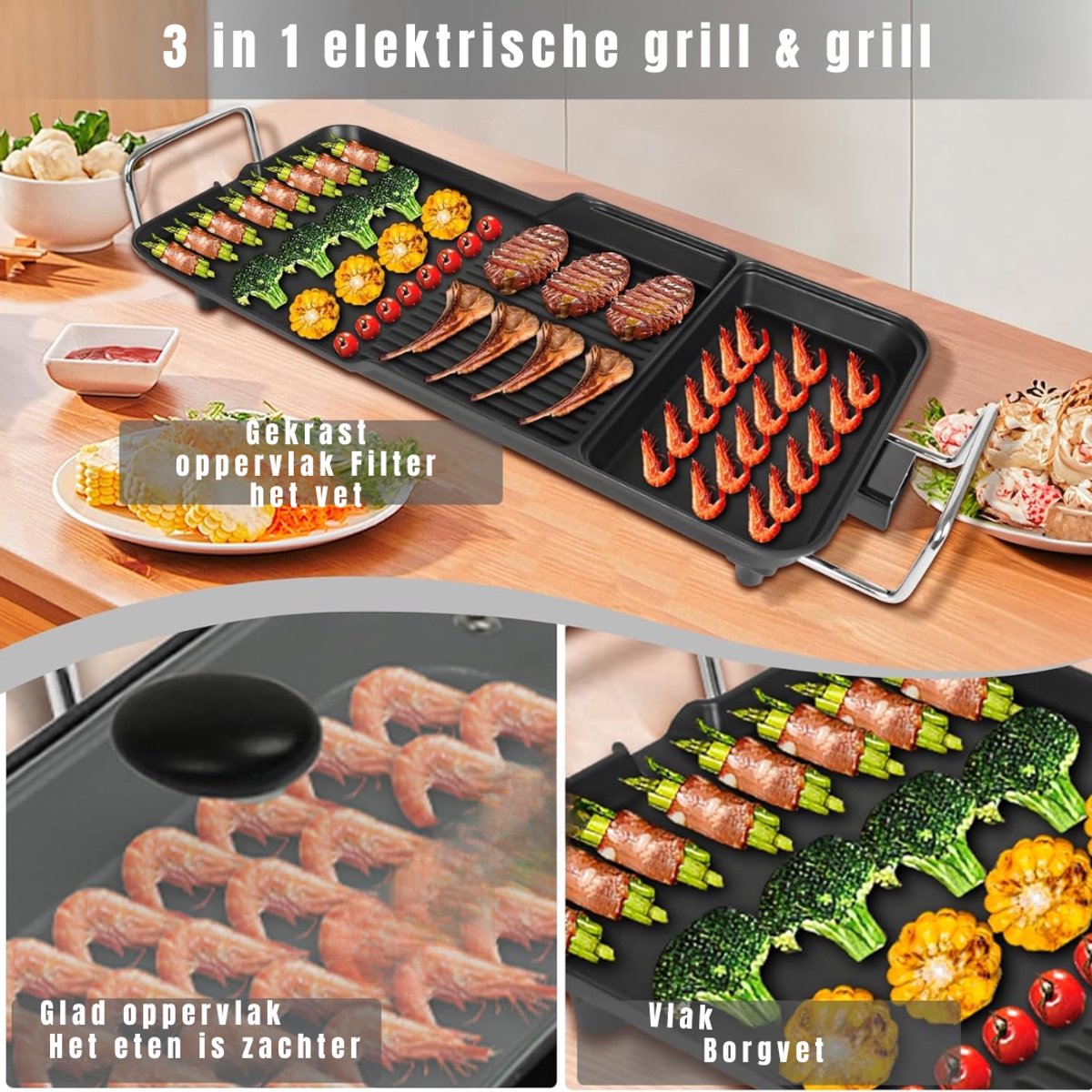 DYNA® Gourmetstel 4 personen - Gourmetstellen - Gourmet - Zwart -71cm x 12cm x 32cm – foto 7
