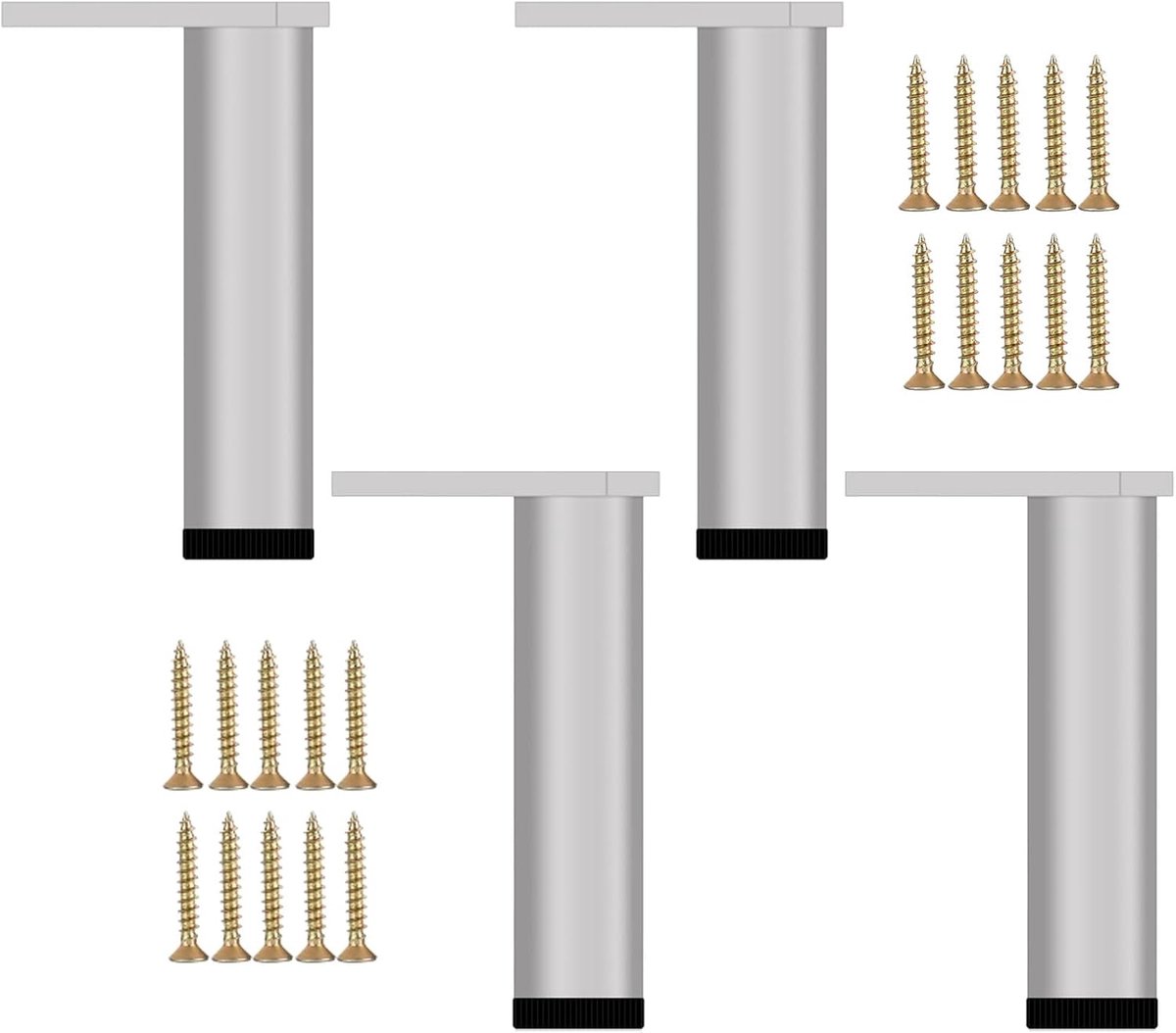 Verstelbare metalen meubelpoten voor salontafels en eettafels - 4 stuks, hoogte 30-30,8 cm