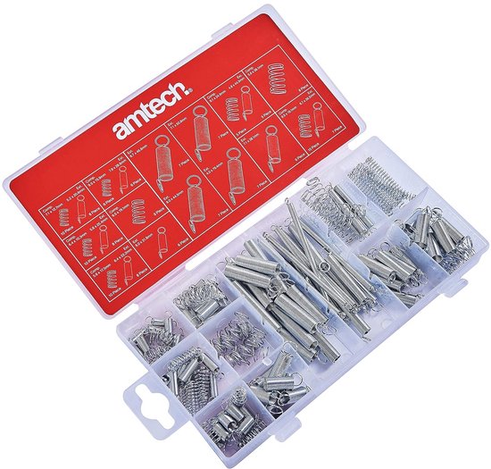 246-delige Drukveren Assortiment – 8 Maten, Spiraalveren Set Van Staal In Opbergdoos