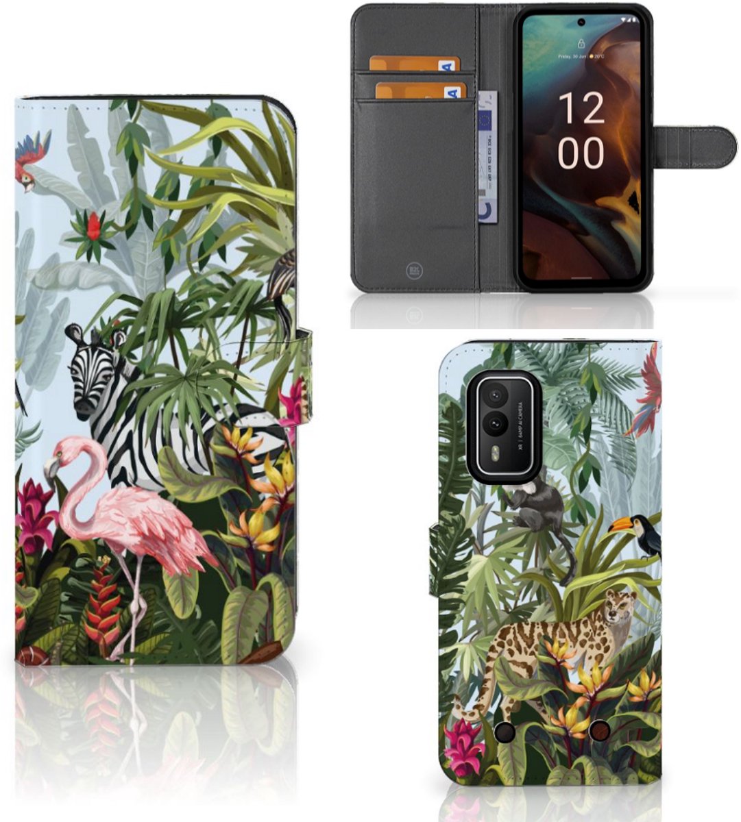 Telefoonhoesje met Pasjes voor Nokia XR21 Jungle
