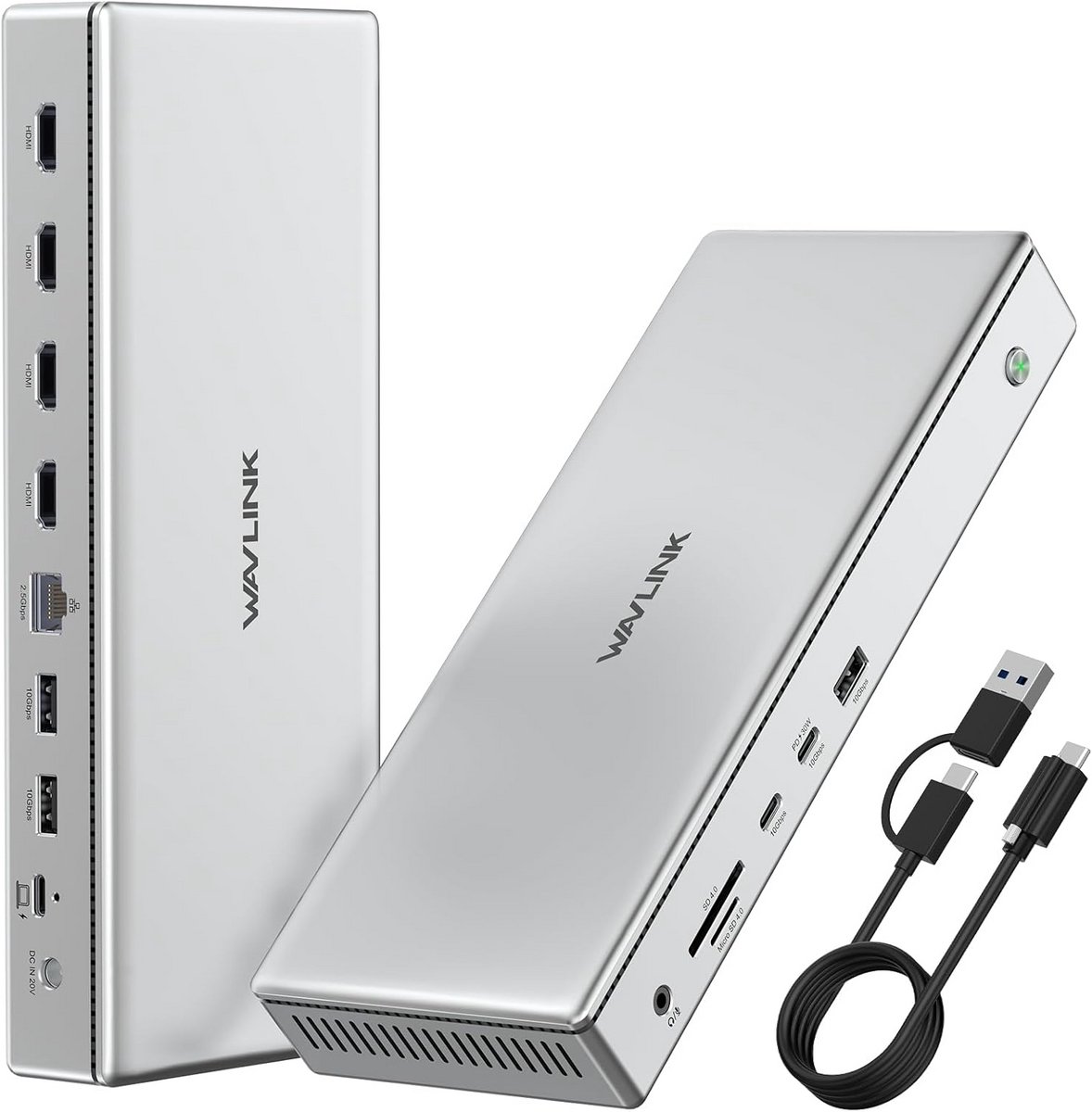 Premium Docking Station met Quad 4K Ondersteuning, 14 Poorten, en 100W Oplader voor Mac en Windows