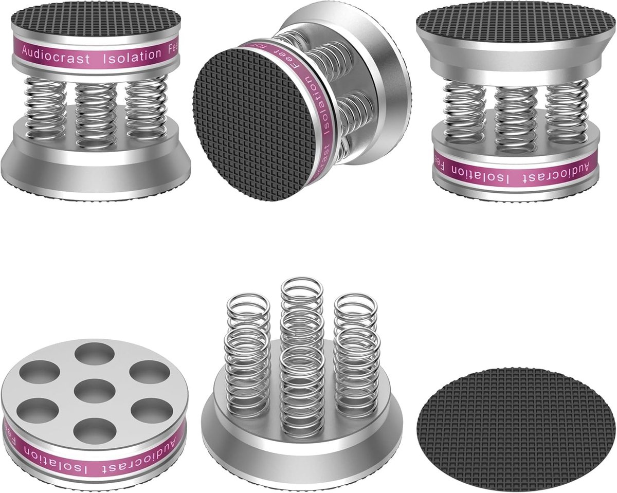 High-end luidsprekervoeten trilingsdempers - 4 stuks aluminium en antislip rubber