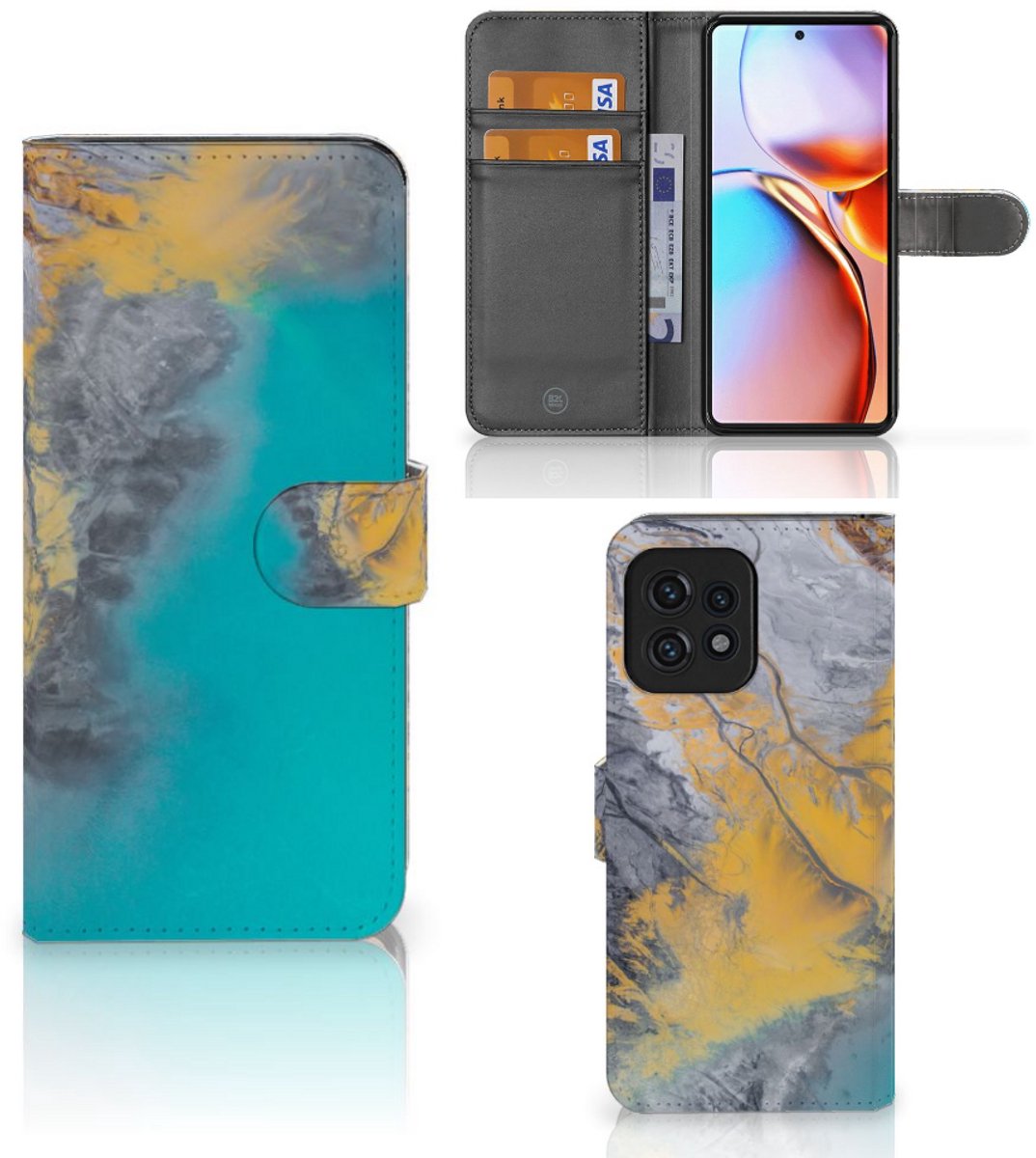 Motorola Edge 40 Pro Bookcase Marble Blue Gold