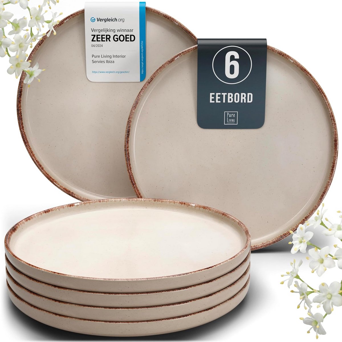 Grote Aardewerken Dinerborden - Modern Servies voor 6 Personen - Vaatwasserbestendig