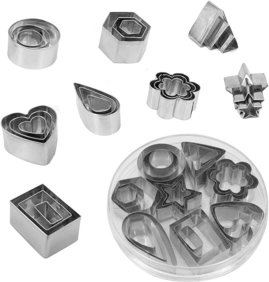 Mini Koekjessnijders Set - 24 Stuks RVS Koekjesvormpjes voor Bakken en Koken