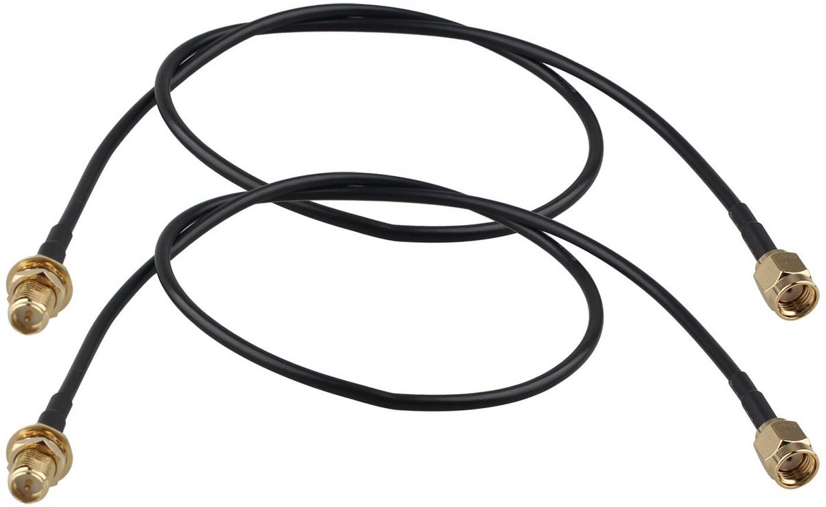 2 STKS RP-SMA Verlengkabel voor WiFi Antenne - Mannelijk naar Vrouwelijk Coaxiale RG174 Kabel 50cm