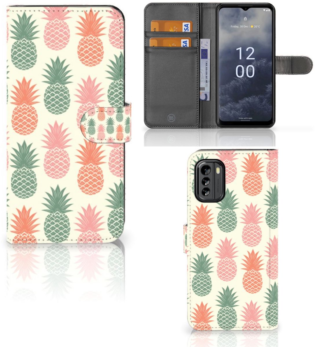 Book Case voor Nokia G60 Book Cover Ananas