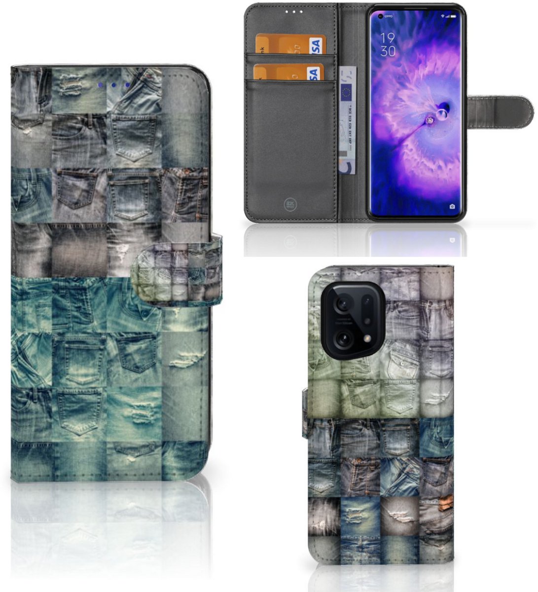 Wallet Case met Pasjes OPPO Find X5 Spijkerbroeken