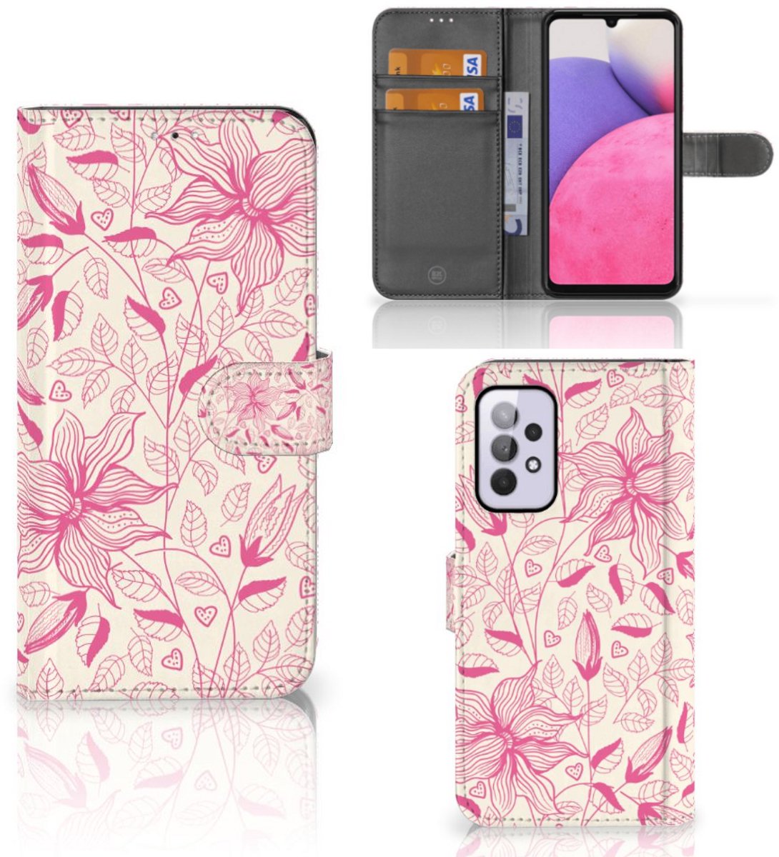 Samsung Galaxy A33 5G Hoesje Pink Flowers