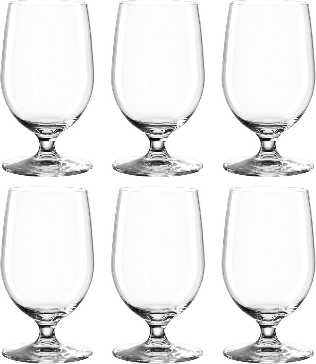 Set van 6 Waterglazen met Getrokken Steel - Vaatwasmachinebestendig Sapkelk, Hoogte 13 cm