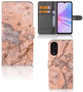 Etui pour Téléphone OPPO A78 5G | A58 5G Coque Orange De Marbre