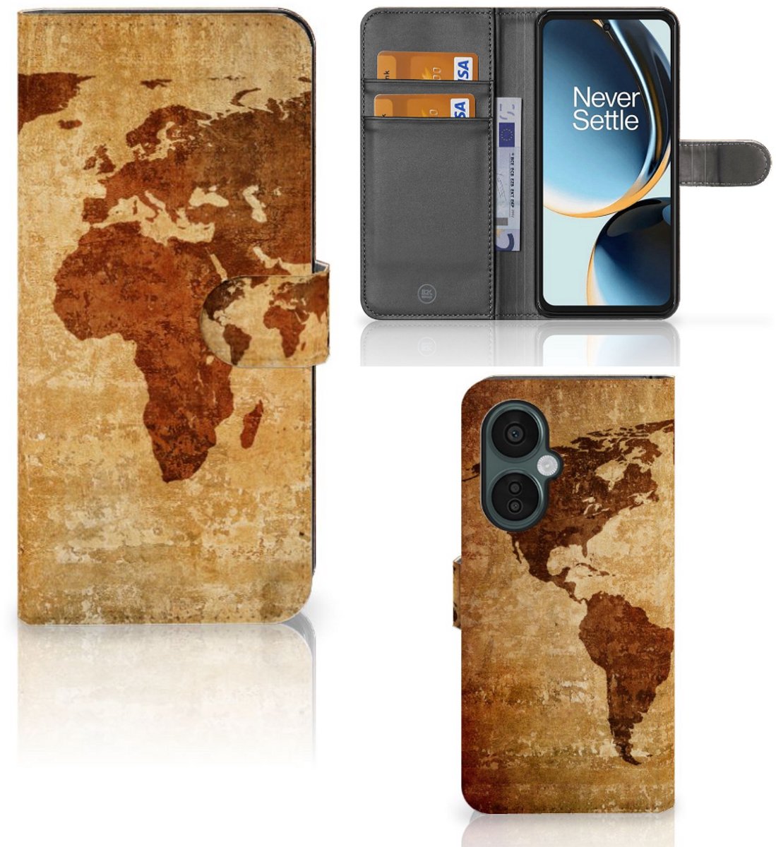 OnePlus Nord CE 3 Lite Flip Cover Wereldkaart