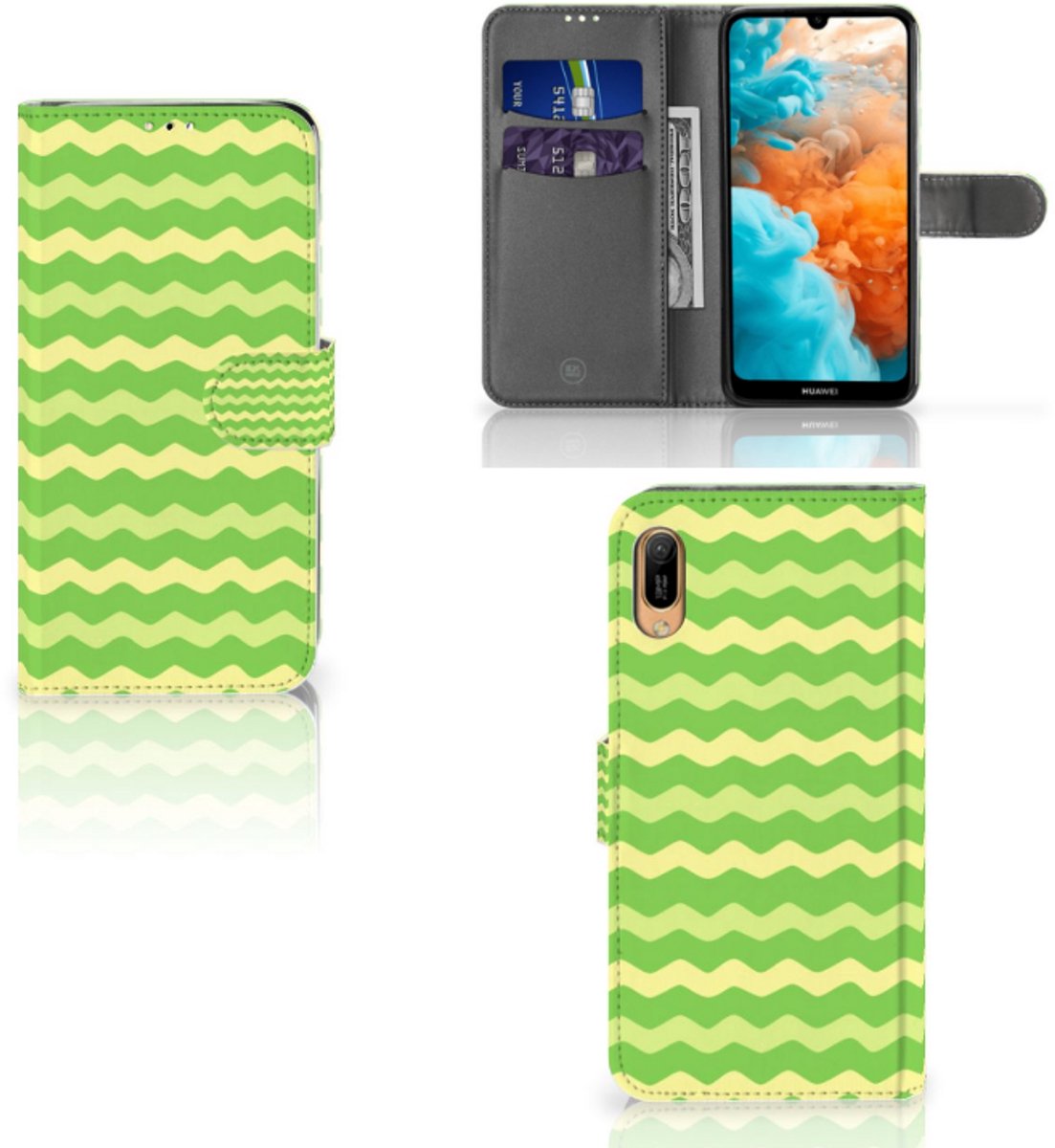 Huawei Y6 (2019) Telefoon Hoesje Waves Green