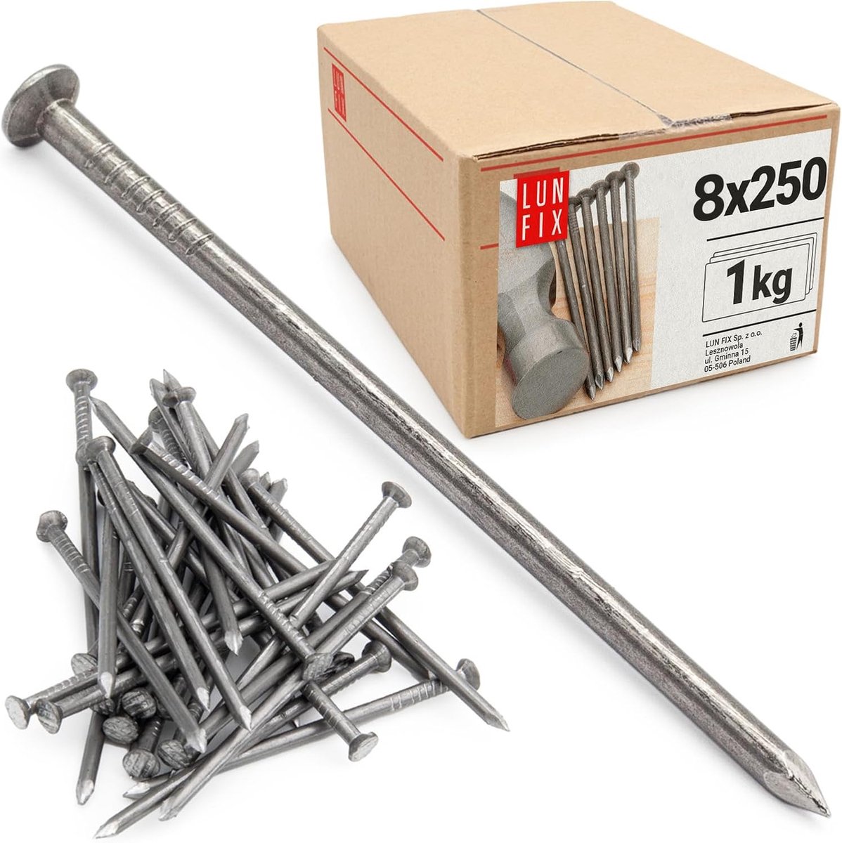 Stalen spijkers 7,6 x 250 mm - 1 kg | Houten spijkers voor bouwwerkzaamheden | Onverzinkte baunnagels voor timmerwerk, DIY en ambachten