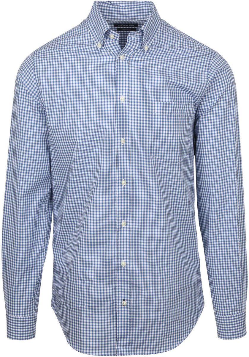 Steppin' Out Poplin Overhemd Ruit Lichtblauw - Maat 3XL - Heren