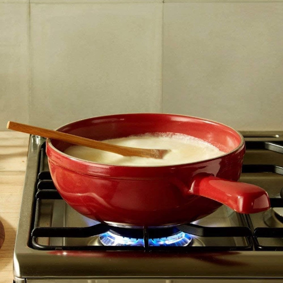 Emile Henry Kaasfondue Set, Keramiek, Houtskool, 24x24x9 cm