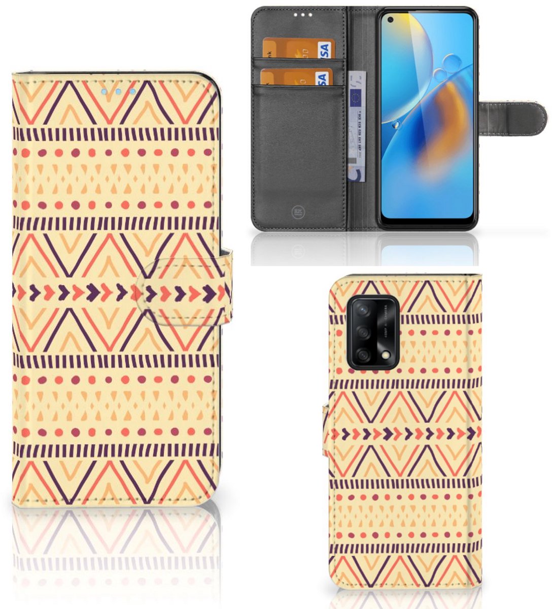OPPO A74 4G Telefoon Hoesje Aztec Yellow